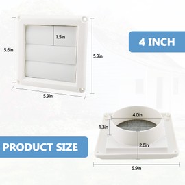 4" Dryer Vent Cover for Exterior Wall Vent Hood Outlet with Screen Includes 4 Screws 4" Dryer Vent Cover (White) by Cenipar