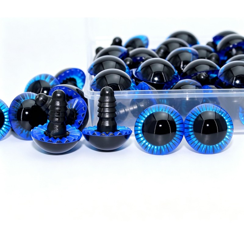 100Pcs Safety Eyes and Secure Washers - Thalinfayi 15mm Blue