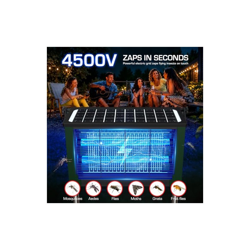 Solar Bug Zapper Outdoor with Dual Solar Panels, PhatroyYee 4500V