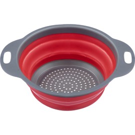 Westmark Foldable Colander - Plastic Pasta Strainer - Diameter 22 cm - Space-Saving Storage - Heat Resistant up to 120° (Anthracite/Red)