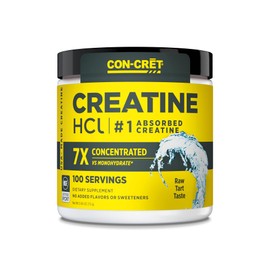 CON-CRET Creatine HCl Powder | Muscle, Cognitive, Cellular Energy Support | No Bloating or Cramps | USA Made & NSF Certified | Unflavored (100 Serving)