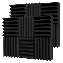 TroyStudio Thick Acoustic Foam Panels, 12 X 12 X 3 Inch 12 Pcs Broadband Sound Absorbing Foam, Dense Soundproof Padding Tile, Recording Studio Foam Absorber, Wedge Decorative 3D Wall Ceiling Panel