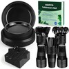 Kochorie 480 Pieces Black Plastic Dinnerware Set for 60 Guests