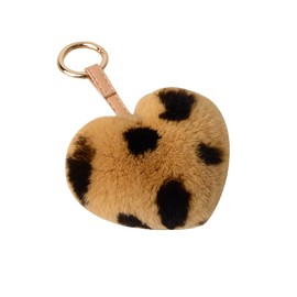 Key Fob Women's Plush, Keychain Fluffy Love Heart Bags Suitcase Backpacks Accessories Charm Car Key Ring for Women Girls, (Brown/Black