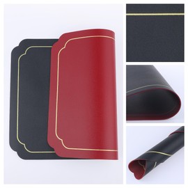 DRMHM Placemats Set of 6 Leather Placemats for Kitchen Dining Table Decor Washable Heat Resistant Table Placemats Wipeable Table Mat 18 * 12in Black+Red