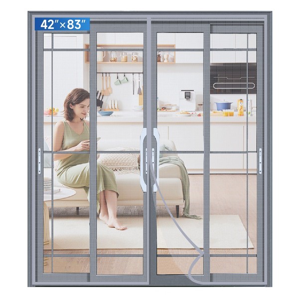 LONGEAS Upgraded PET Mesh Magnetic Screen Door, Stronger Than Fiberglass