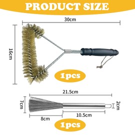 RELKLYU 1 x grill brush and 1 x pot and bowl brush, kitchen cleaning tools, barbecue accessories, durable wire brush.
