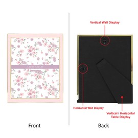 Laura Ashley 8x10 Pink Enamel Picture Frame, Gold Metal Edge with Easel, for Countertop, Counterspace, Tabletop Display, Bookshelf, Desk, Wall Décor, Photo Gallery