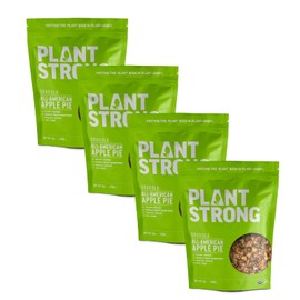 PLANTSTRONG All American Apple Pie Granola Snack Mix - Whole-Grain, Whole-Fruit Sweetened, Plant-Based, Oil Free - Pack of 4 x 9oz Bags