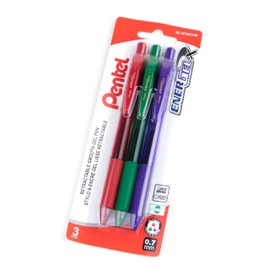 Pentel EnerGel X Retractable Liquid Gel Rollerball Pen, Everyday Writing, Office Supplies, School Supplies, 0.7mm Medium Point, Assorted Ink Colors, BL107BP3-M, 3 Pack