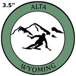 Athena Brands Alta, Wyoming - Extreme Sports Skier - Car Truck Window Sticker Decal - Washed Green
