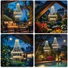 Hanging Solar Light Lantern Outdoor with Warm Crystal Chandelier Double