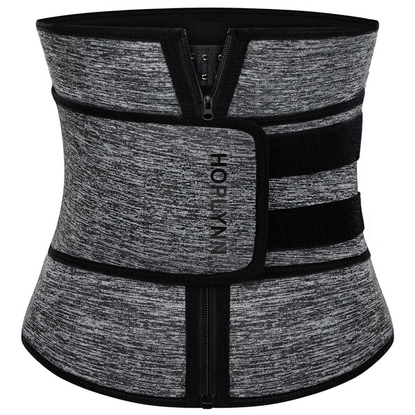 HOPLYNN Neoprene Sweat Waist Trainer Corset Trimmer Shaper Belt for Women, Workout Plus Size Waist Cincher Stomach Wraps Bands XXX-Large Grey