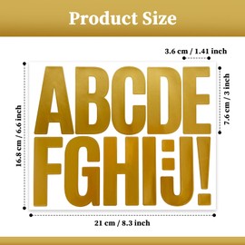 3 Inch Letter Stickers, 138 Pieces Self Adhesive Alphabet Number Sticker for Mailbox, House Number and Water Bottle, Waterproof Sticky Vinyl Symbol Stickers for DIY(12 Sheet Gold)
