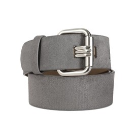RISANTRY Gray Suede Belt For Women Trendy Design Belts with Silver Metal Buckle Pairing with Jeans, Casual Outfits