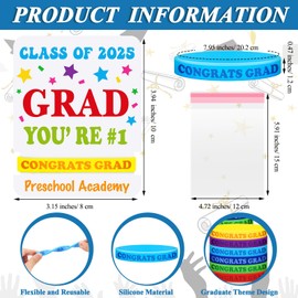 Ecally 36 Sets Preschool Graduation Gifts Include 36 Pcs Graduation Silicone Bracelets 36 Pcs Cards 36 Pcs OPP Bags Congrats Party Favors for 2025 Kindergarten Congrats Party Decorations