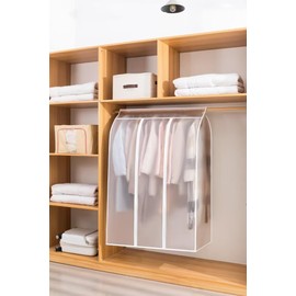 Garment Covers for Hanging Clothes,Large PEVA Hanging Clothes Storage with Zipper and Velcro,Hanging Garment Bags for Closet Storage for Suit Coat Dress (Matte, 23.6x39.3x53.4)