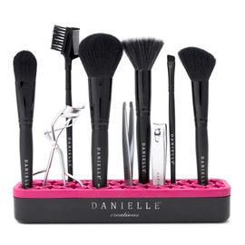 Danielle Silicone Makeup Brush Organizer, Pink and Black