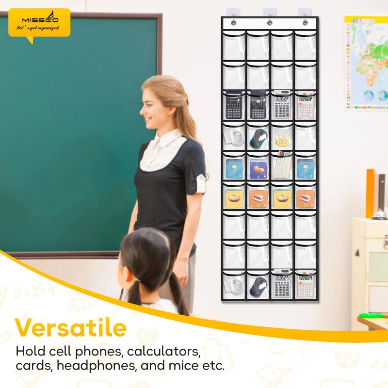 Misslo Narrow Cell Phone Holder Classroom 36 Clear Pockets Calculator