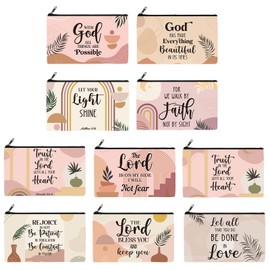 Reginary 20 Pieces Cosmetic Bag for Women, Roomy Makeup Bags with Zipper Toiletry Bag Pouch Travel Packing Accessory Organizer Gifts, 7 x 4.3 Inches (Boho Religion)