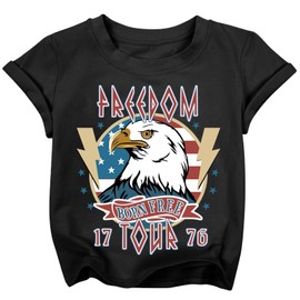 JNC Boys 4th of July Shirt Kids American Flag T-Shirt Freedom Eagle Graphic Toddler Patriotic Tee Clothes 2025 Black (6-7 Years)