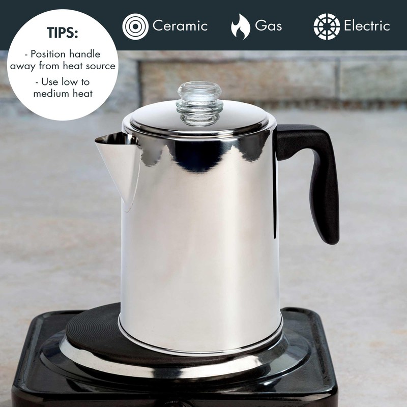 Primula Stovetop Coffee Percolator, Premium Stainless Steel Coffee Maker with