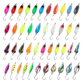 Fishing Trout Spoon Set, Trout Spoon, Single Hook Set, Trout Bait, 43 Pieces, Spinner Fishing Lure, Fishing Accessories, Spinner Blinker Set for Trout, Fishing Spoons, Trout, Bass, Salmon, Pike