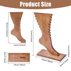 CHGCRAFT Foot Shaped Anklets Display Stand Wooden Detachable Jewelry Holder Foot Wooden Jewelry Display Stand Foot Wood Jewelry Display Rack for Anklets Bracelet Necklace Display, Brown Wood Color