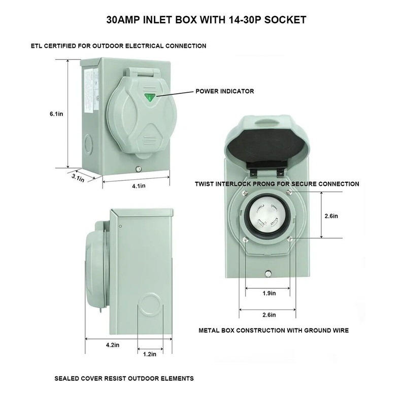 Owl Safety Supply 4000-7500W Generator Interlock Kit w/ 30A Inlet