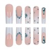 Rilafuvu Glue on 3D Flower Blue French Coffin Nails -
