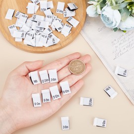 NBEADS 280 Pcs Clothing Month Labels, 7 Styles Clothing Size Labels Embroidered Labels Tags Rectangle White Polyester Garment Accessories for Clothing Sewing Sew on Clothes