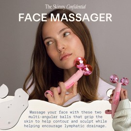 The Skinny Confidential Face Roller - Pink Balls Eye & Facial Roller Massager - Face Massage Tools Skincare for Wrinkles & Fine Lines, Sculpt, Contour, Tighten & De-Puff Skin