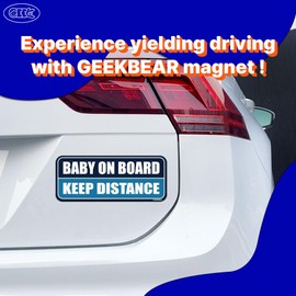 GEEKBEAR Baby on Board Car Magnet (3 Pack) - Rectangular Shape, 8.7 x 3.6 inch (Navy/Blue)