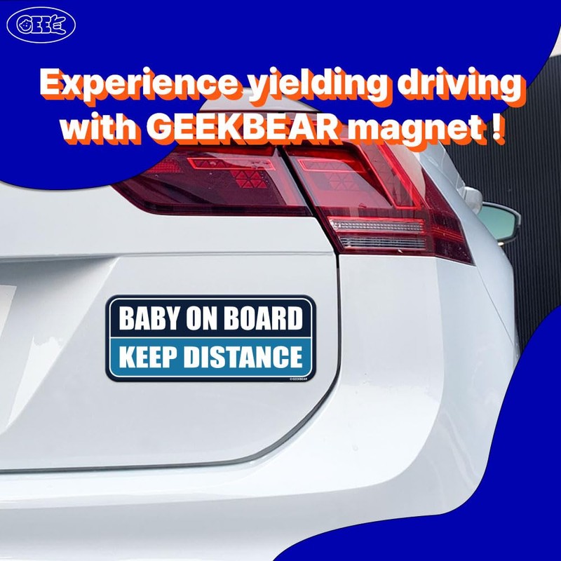 GEEKBEAR Baby on Board Car Magnet (3 Pack) - Rectangular