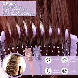 Cepillo Para Cabello Rizado 2 Piezas, Peine Desenredante Antitirones, Cepillo Definidor de Rizos para Cabello Húmedo, Seco, Grueso o Delgado, Peinado 