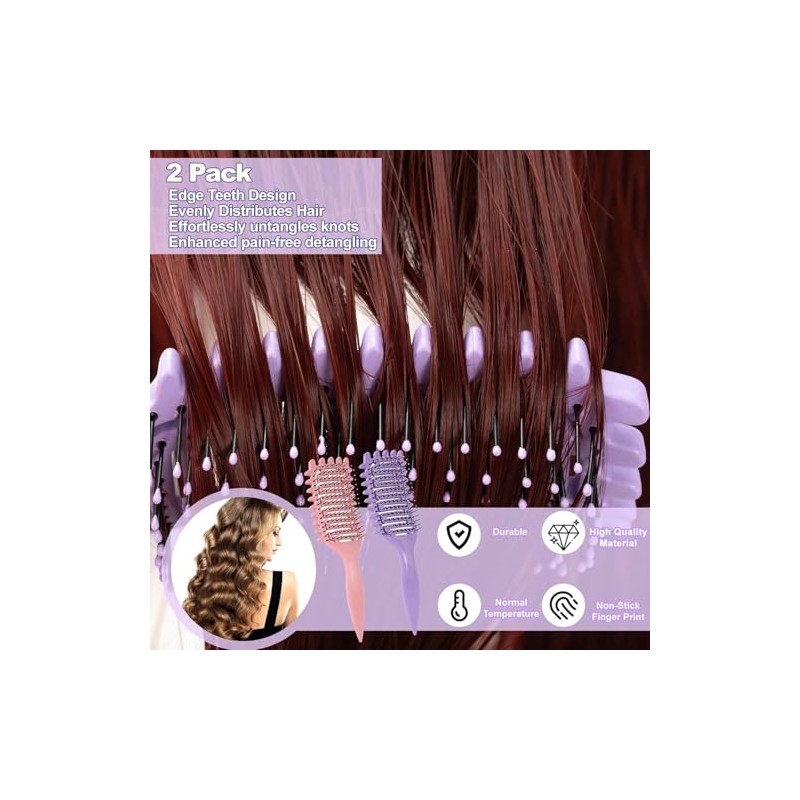 Cepillo Para Cabello Rizado 2 Piezas, Peine Desenredante Antitirones, Cepillo