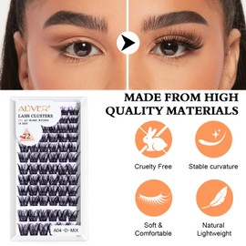 Lash Clusters DIY Eyelash Extensions, 72 Pcs Individual Lashes Cluster 9-16mm Mix Wispy Volume Natural Lash Clusters for Self Application at Home (A04)