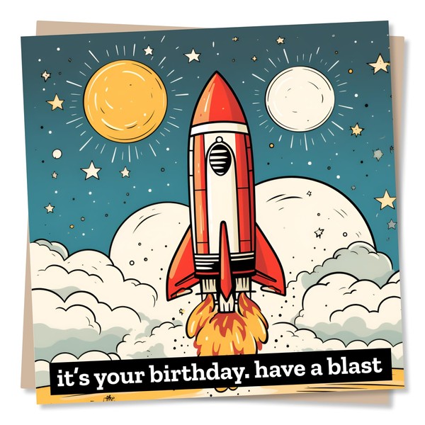 Rocket Ship Birthday Card - It's Your Birthday, Have A