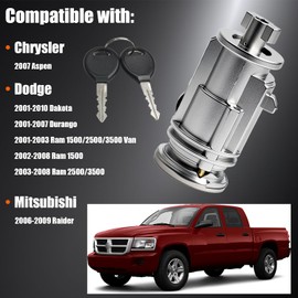 Door Lock Cylinders and Ignition Switch with Keys fit for 07 Chrysler Aspen, for 01-10 Dodge Dakota Durango Ram, for 06-09 Mitsubishi Raider, Replace OE 924-709 5018702AA 201-2470 4H1584 KS6746L