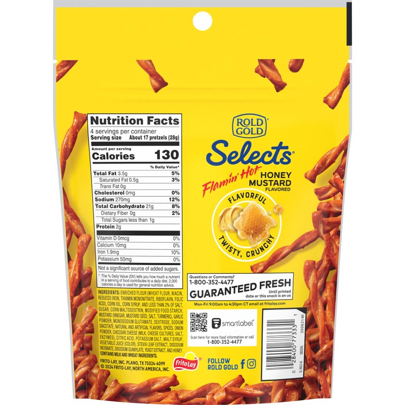Rold Gold Selects, Flamin Hot Honey Mustard Pretzel Twists, 4