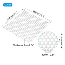 PATIKIL 7.9" L x 7.9" W Perforated Metal Sheets, 2pcs 18Ga 0.39" Hole 304 Stainless Steel Mesh Stagger Expanded Perforated Metal Plate for Ventilation Filtration