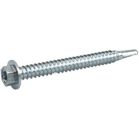 Power Pro Premium Self-Drilling Metal Screws, Zinc Plated Steel, Hex Washer Head Metal to Metal Winged Point Screws, Silver, ¼ x 2-½ inches, Box of 22 Screws