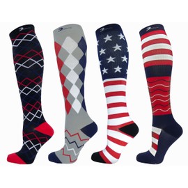 Swell Relief Patriotic Graduated Moderate Compression Sock Set of 4 Pair