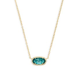 Kendra Scott Elisa Short Pendant Necklace for Women, Dainty Fashion Jewelry, 14K Gold-Plated Brass, London Blue Clear Glass