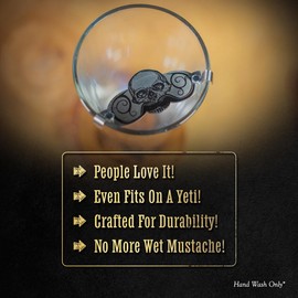 Mustache Guard Drinking Protector | Stainless Steel Skull Clip for Coffee Beer Wine Glasses Cups | Portable Facial Hair Shield | Defender Moustache Drink Protector by Death Grip