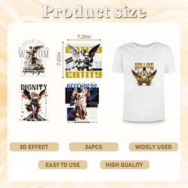 Dtf Transfers Ready to Press - 24 Sheets Streetwear Bundle Iron on Transfers for T Shirts Stickers, Angel Heat Transfer Vinyl Crafts, Street Sculpture Iron on Decals for Clothes Bags DIY Designs