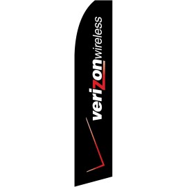 Verizon Black And White 2 1/2 ft X 11 1/2 ft Polyester Swooper Flag