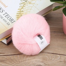 Soft Mohair Knitting Yarn DIY Shawl Scarf Thread Supplies Hand-Knitted Warm Unique Light Texture State Colorful Beige Gray Purple Pink Yellow Craft Handcraft (40 Light Pink)