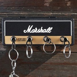 JOLIGAEA JCM800 Key Holder Wall Mounted Key Ring Jack Rack 2.0 Key Cabinet Vintage Guitar Key Hook Holder with 4 Guitar Plugs
