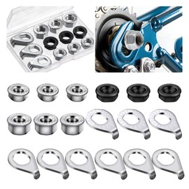 Zacro 18pcs Bike Wheel Axle Nut and Bicycle Hub Safety Washer Kit, M8 M9.5 M10 Bicycle Hub Flanged Axle Nuts, Bike Parts Accessories for Front and Rear Most Mountain Road Commute Bike Wheel Axle